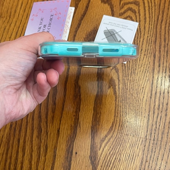 New iPhone 12 Pro Max Marble Phone Case w/ Screen Protector – Turquoise & Gold - Picture 9 of 11